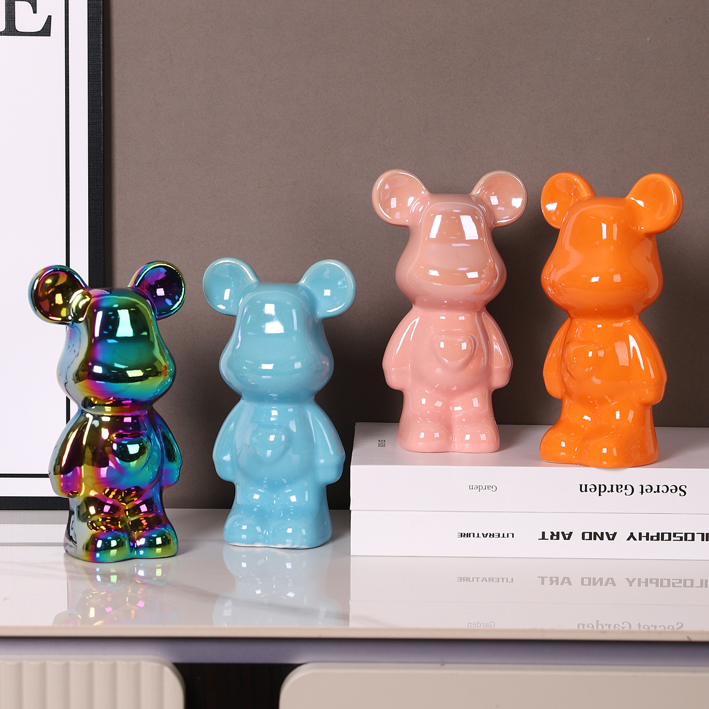 Creative Cute Ceramic Heart Bear Doll Violent Bear Ornaments Living Room Piggy Bank Wine Cabinet Desktop Home Decoration