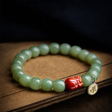 和田玉南红玛瑙貔貅手链女男士925银本命佛手串复古手链批发