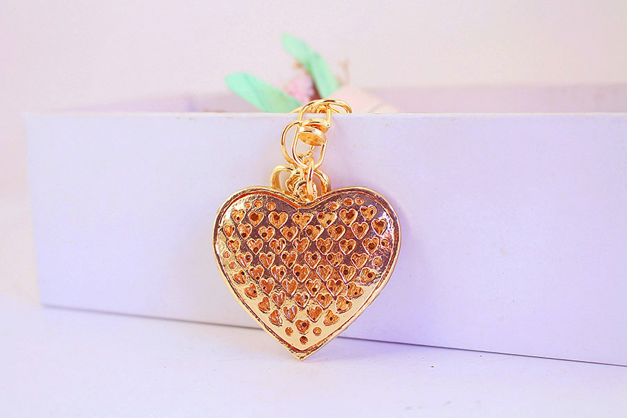 Unisex Gender Enamel, Plating Design Cute Heart Shape Rose Zinc Alloy Enamel Plating Rhinestones Unisex Keychain