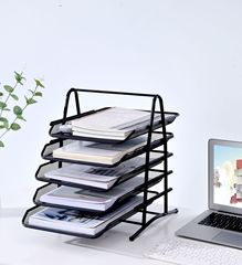 Office metal iron mesh five-layer storage rack file rack pull-out information rack desktop organizer storage rack book and newspaper rack