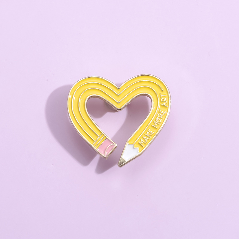 Alloy Material Simple Style Pin Heart Shape Pencil Alloy Stoving Varnish Unisex Brooches