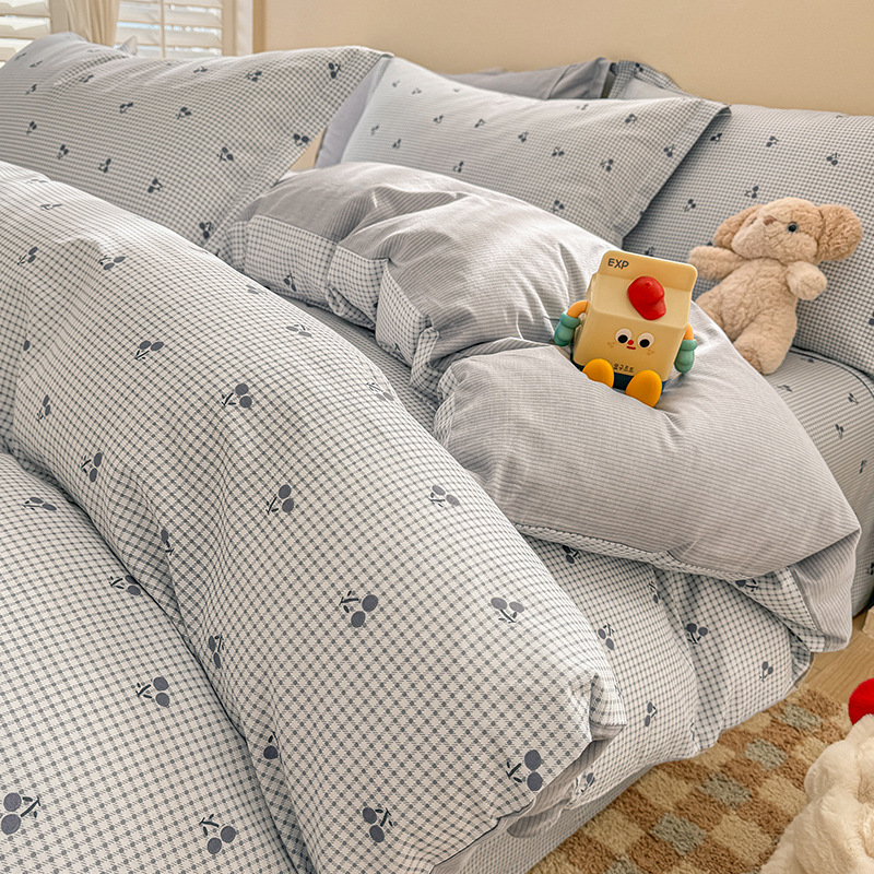 Cama de algodón de cuatro piezas de algodón puro 2025 nuevo estilo sábana funda de edredón sábana ropa de cama de tres piezas