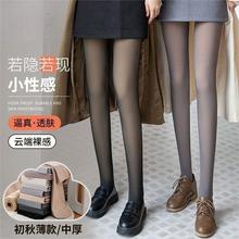 VIP空姐灰一体透肤裤加绒女秋冬季加厚保暖黑丝袜女假透肉连裤袜