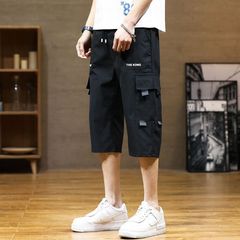 七分ズボン男夏の新型2024薄タイプの高級カジュアルでゆったりした工装の中高生男子のデブ中ズボン