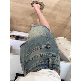 复古毛边牛仔短裤女2026年夏季薄款显瘦小个子a字阔腿热裤子