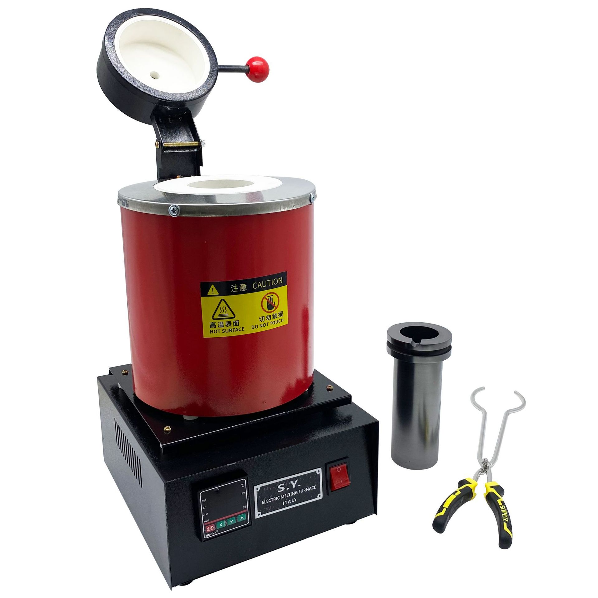 2KG手提熔金炉金属金银铝融金炉熔金机石墨石英坩埚冶炼熔化加热