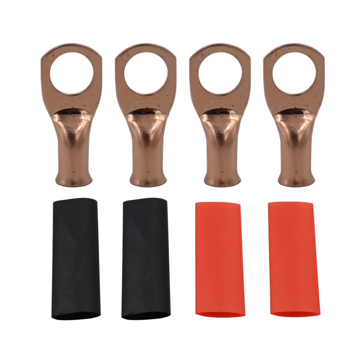 4Pcs 8 Awg - 3\/8" (M10) Awg Crimp Wire Ring Lugs Batter