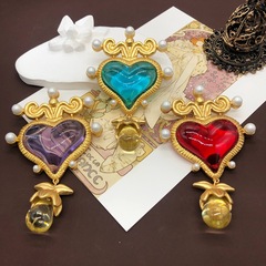 2023 Winter New Colorful Heart Engraved Pearl Brooch, Dual-purpose Fashion Personalized Gold-plated Pin