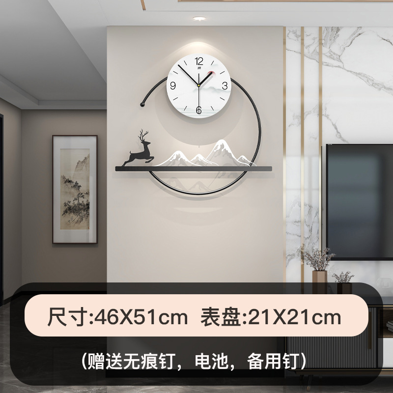 現代の新しい中国風の時計リビングルームホーム壁時計シンプルな壁掛けハイエンドダイニングテーブルソファ装飾サイレント時計|undefined