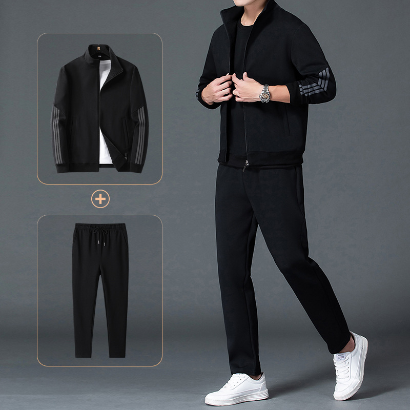 Trajes deportivos de tres barras transfronterizos de primavera y otoño ropa deportiva casual delgada de mediana edad papá dos pantalones recto