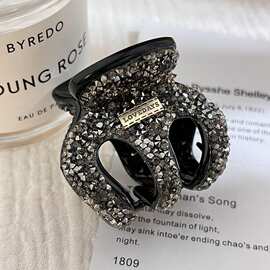 低调奢华黑色满钻南瓜抓夹中号发夹后脑勺丸子头高马尾固定神器