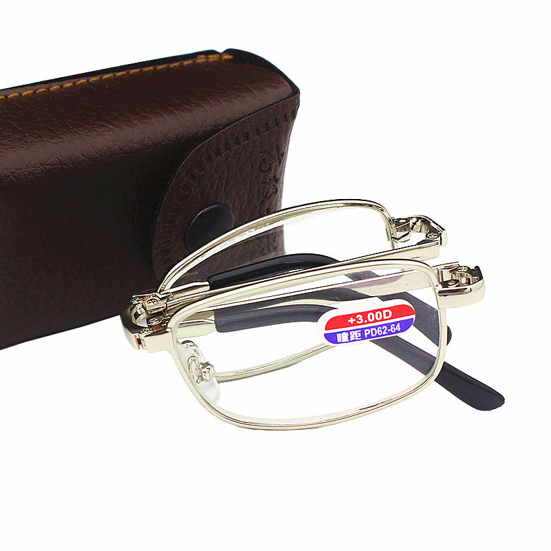 Fashionable Portable Folding Reading Glasses for Men and Women, High-Definition, Suitable for Street Vendors and Traveling Sales, Metal Frame Glasses Wholesale