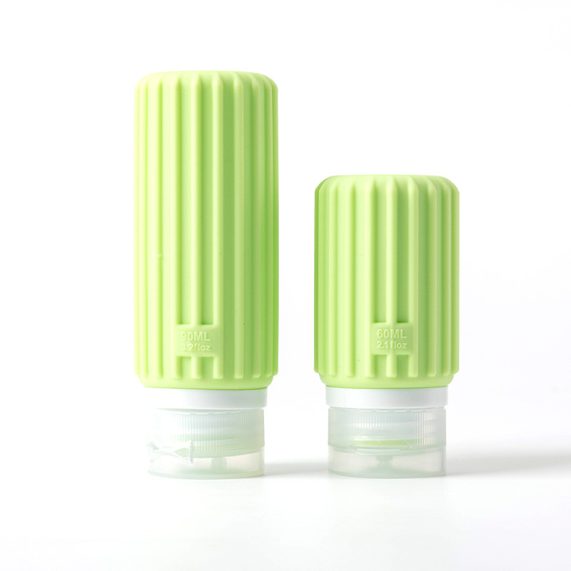 Viaje de silicona botella de 60ml 90ml gran capacidad conjunto de presión a prueba de fugas botella de almacenamiento de cosméticos nueva