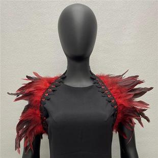 Cross Border Gothic European and American Style Long Feather Shawl Masquerade Halloween Cosplay Costume Accessories