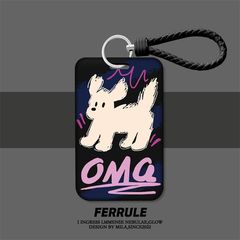 OMG Puppy Doodle Bus Card Holder Student Meal Card Campus Access Card Subway Door Card Case Keychain for Women