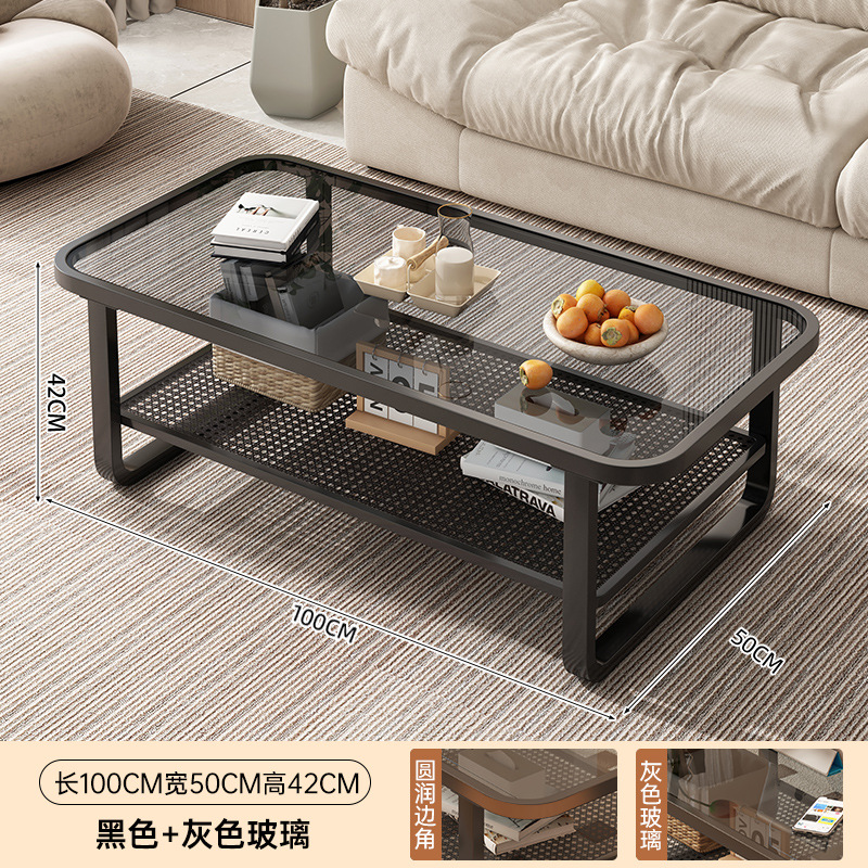 Mesa de té sala de estar doméstica pequeña mesa de casa 2025 nueva moderna simple creativa cuadrada mesa de té de vidrio temperado