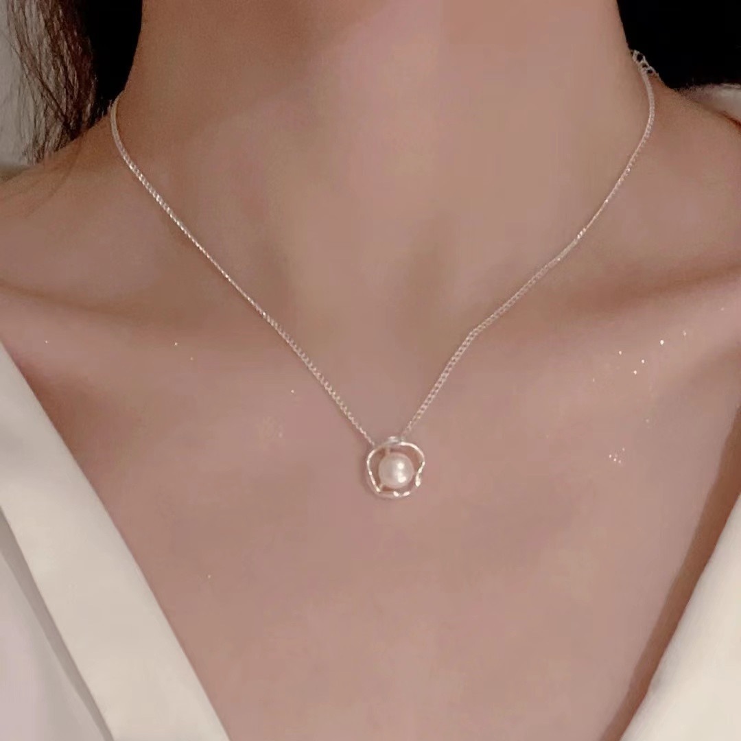 Oval Pattern Women's Gender 925 Sterling Silver Natural Stone Zircon Inlay Oval Pendant Necklace