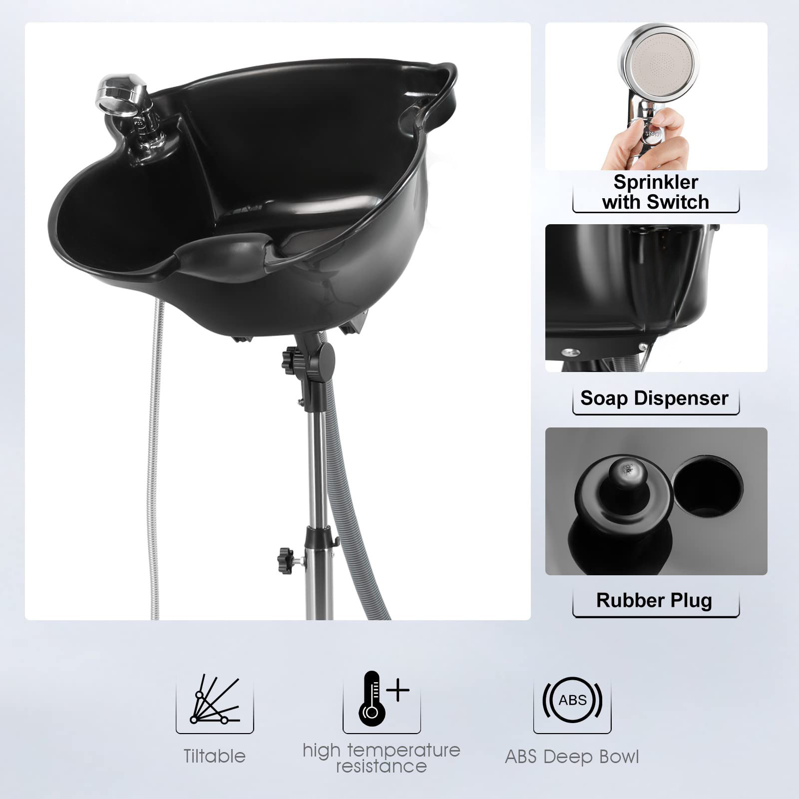 Transfronterizo móvil vertical lavabo belleza salón de belleza elevación ajustable fácil de sentarse lavabo fábrica al por mayor