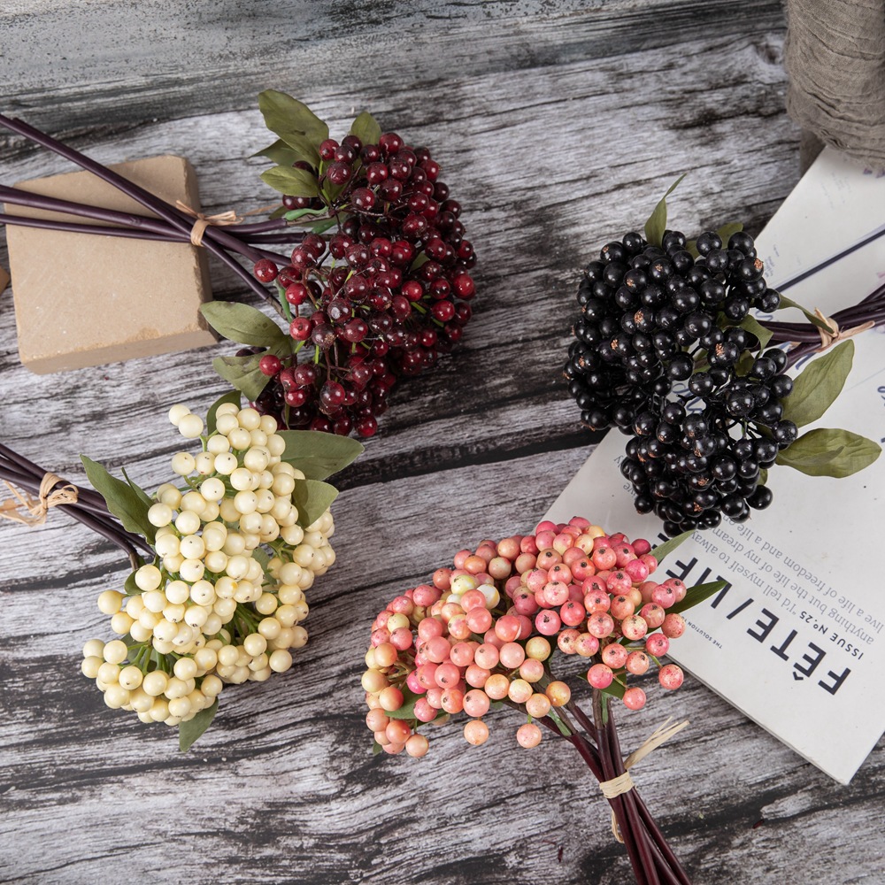 廠家豆枝推薦外貿漿果假花果實配花批發絹花出口家居裝飾GF13645