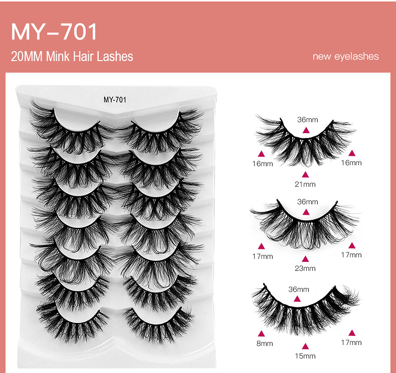 7 Pairs New  Multi-layer Thick Cross Artificial Mink Hair False Eyelashes display picture 7