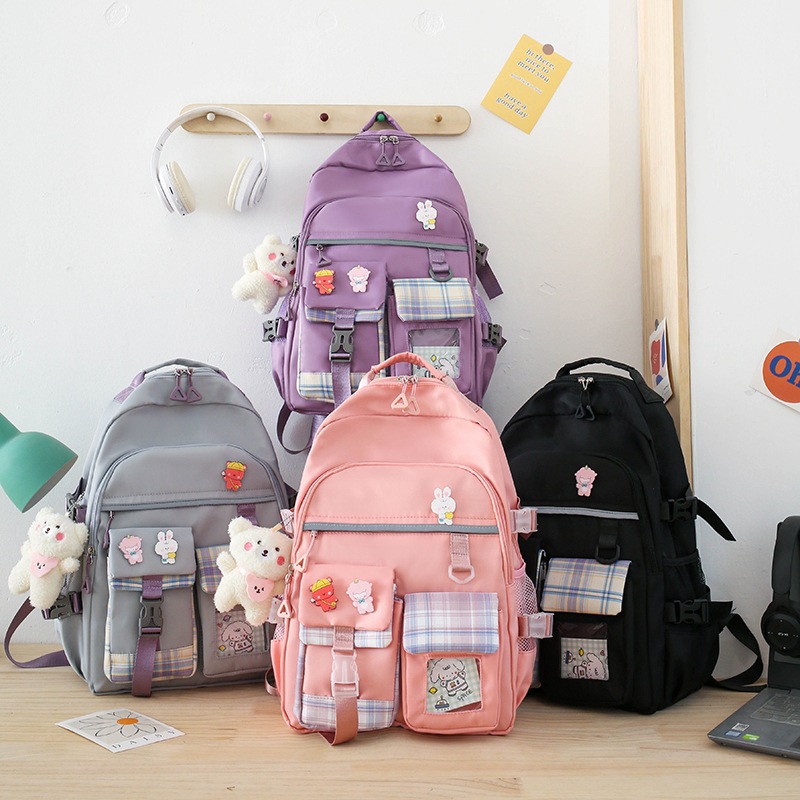 Unisex Mittel Alle Jahreszeiten Nylon Streifen Süß Mode Ornement Gesteppt Quadrat Reißverschluss Modischer Rucksack display picture 1