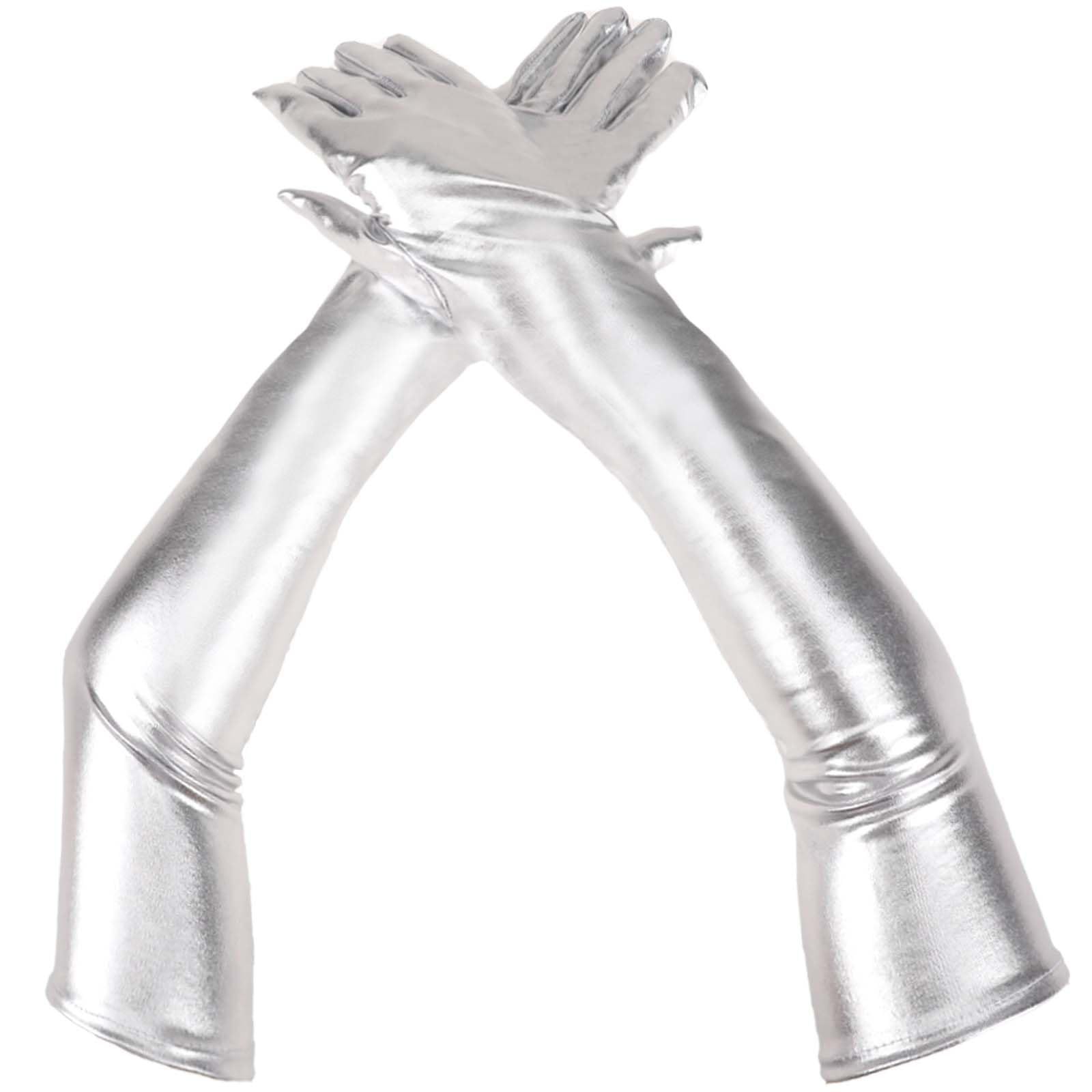 Shiny Long Patent Leather Gloves For Cosplay And Stage Performance_voghion.com