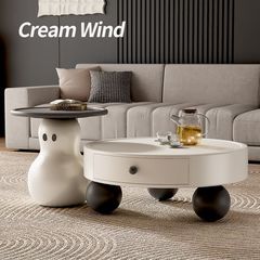 新型クリーム風雪だるま茶何台テレビの組み合わせ現代シンプルなアイデア家庭用小戸型客間引き出し付き
