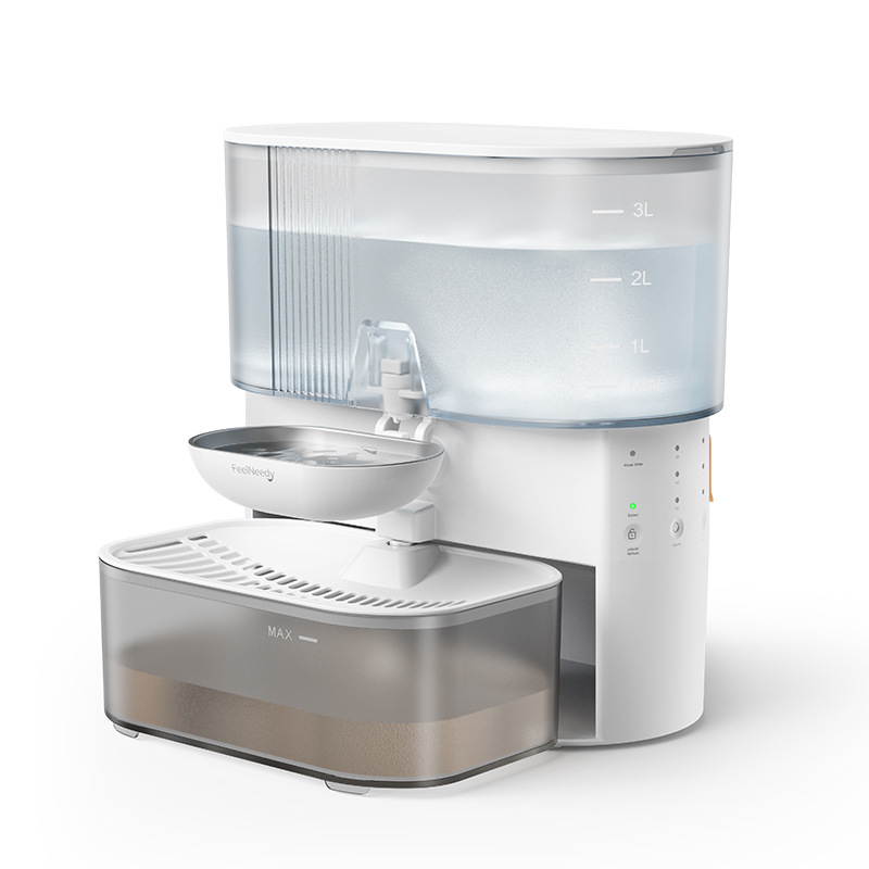 【white/english version】w15 pet water fountain with solid-liquid separation / 3.5L