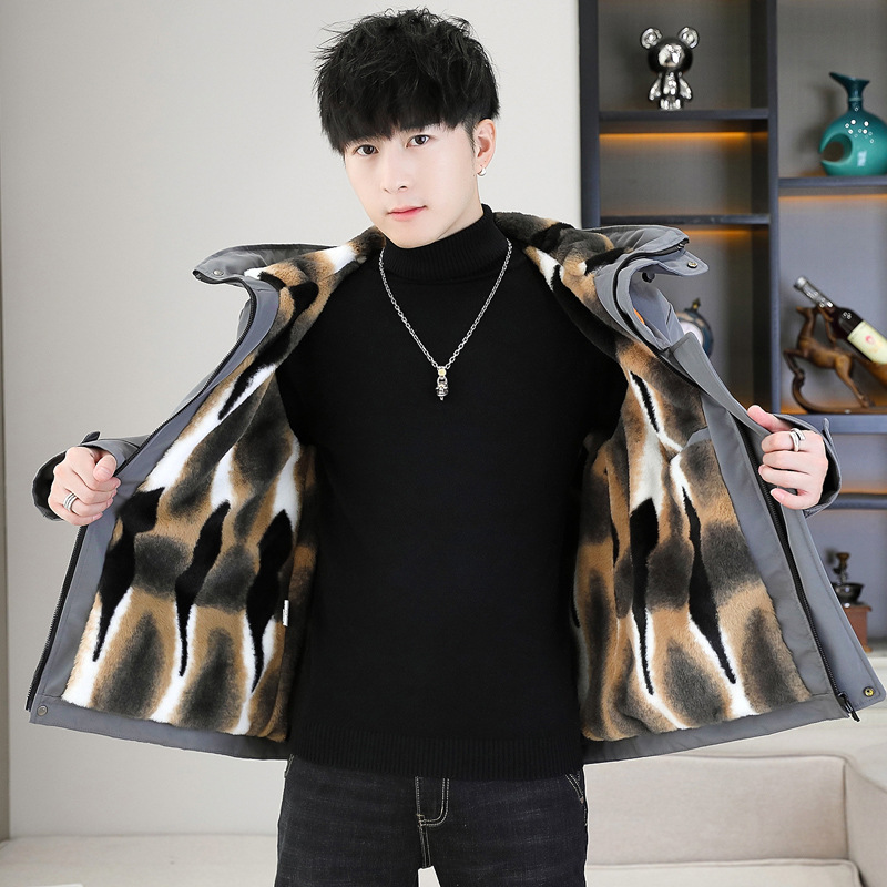 Abrigo de algodón con capucha acolchada de los hombres invierno nuevo otoño e invierno forro de lana engrosada caliente suelta algodón acolchado chaqueta de moda