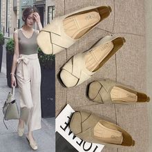 浅口平底单鞋女法式小香风豆豆鞋2025春季新款百搭瓢鞋温柔配裙子