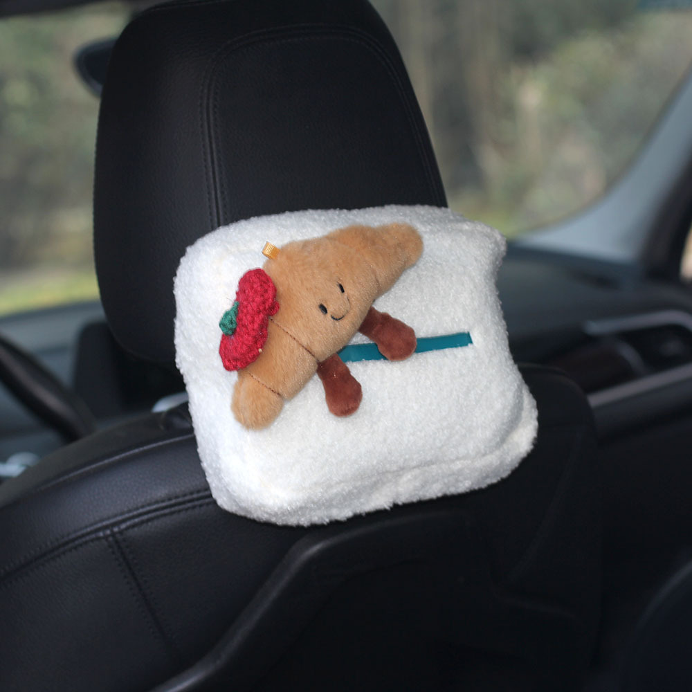 Bolsa de toallas de automóvil para mujeres creativas caja de extracción de automóvil pasamanos bolsa de extracción de papel colgante artículos de decoración del automóvil
