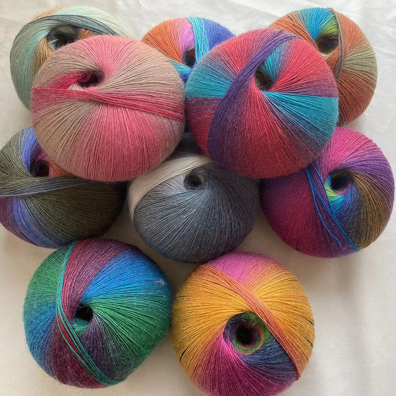 0.2kg Large Magic Ball Rainbow Wool Yarn for Crocheting Shawls, Hats, Scarves, and Coats, Fine Wool Yarn Ball, Cross-Border Exclusive Supply