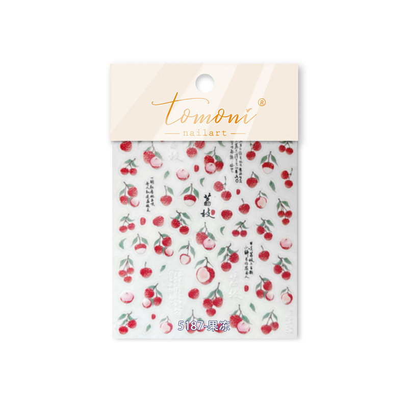 Nail Art New Jelly Changan Litchi Nail Art Sticker suave para hombres hielo a través de las pegatinas de uñas Fairy Wind Material de frutas