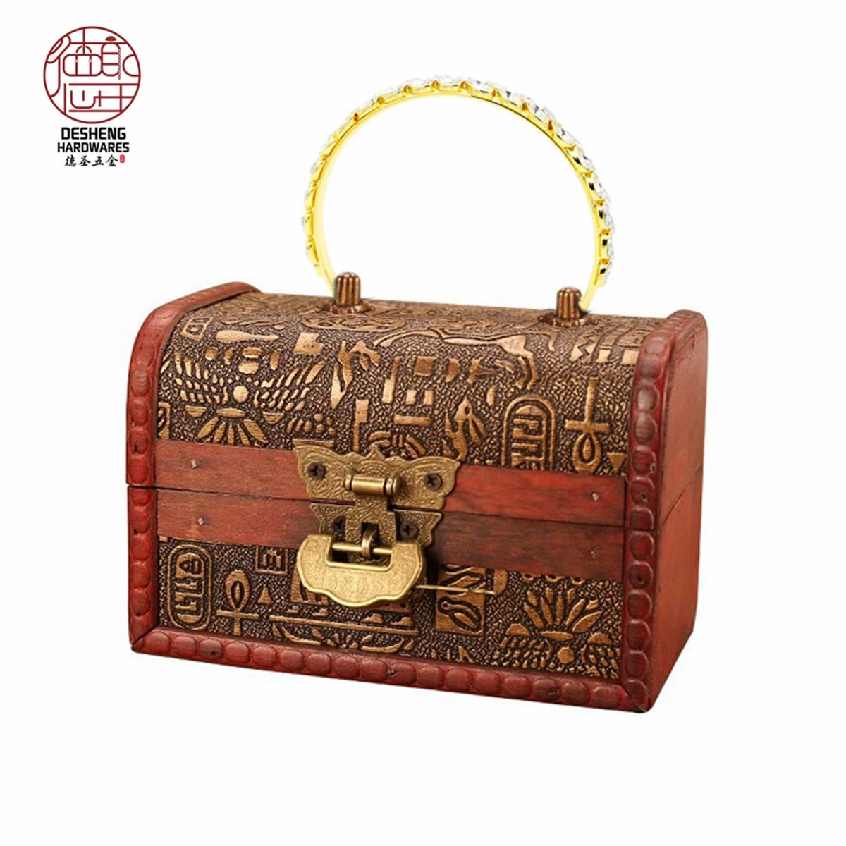 Антикварная деревянная коробка металлическая ручка блестящая Бриллиантовая Подарочная коробка браслет Полный Бриллиант DIY Подарочная коробка аксессуары ручной