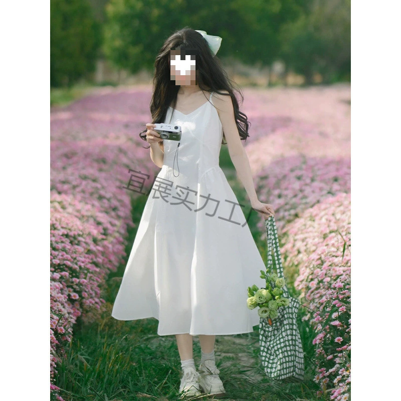 Красивая летняя мини-юбка без рукавов в стиле морского курорта, облегающая талию, белое супер-сказочное платье на подтяжках для женщин