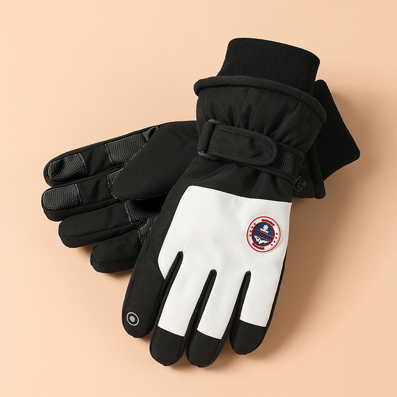 Guantes de esquí de invierno al aire libre hombres y mujeres forrados de lana engrosada antideslizante a prueba de frío montar coche eléctrico pantalla táctil guantes calientes