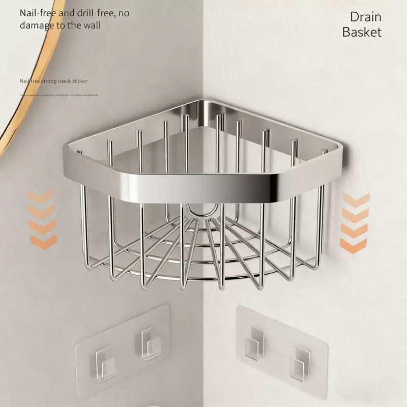 TUME希音TK亚马逊跨境不锈钢厨房水槽转角海绵收纳篮浴室置物架