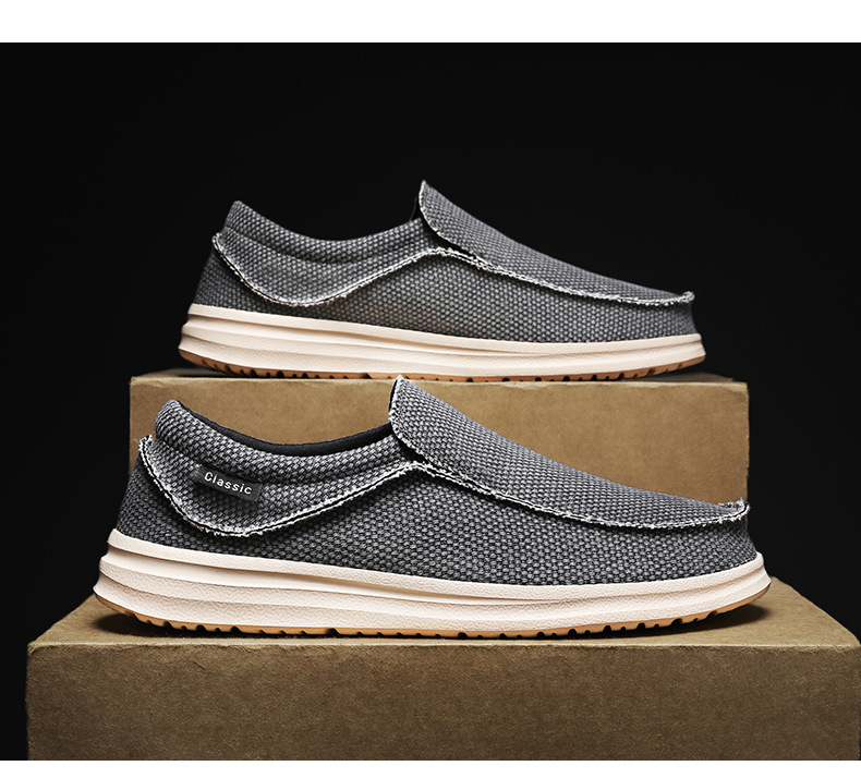 New Men's Loafers Cross-border , Casual For Men, Flat Canvas Shoes, Ultra-lightweight, Large Size Slip-on Shoes_vogvips.com