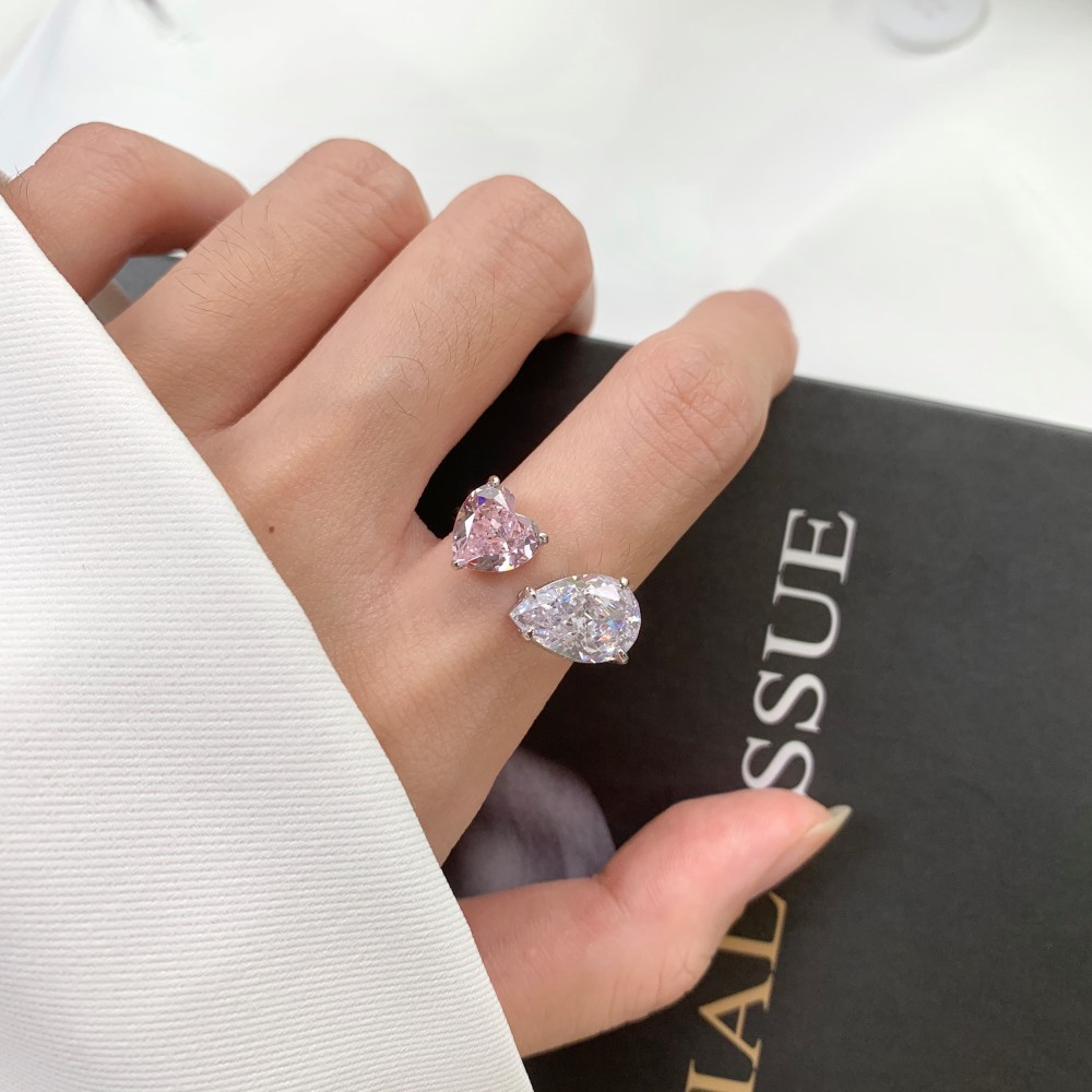 3g Weight Zircon Inlay Material Rings Classification 1 Piece Quantity Daily, Date Occasion 925 Sterling Silver Material Water Droplets, Heart Shape, Bow Knot Pattern Women's Gender Plating Design Elegant, Sweet Style 925 Sterling Silver Zircon Water Droplets Heart Shape Bow Knot Rings 925 Sterling Silver Rings 31