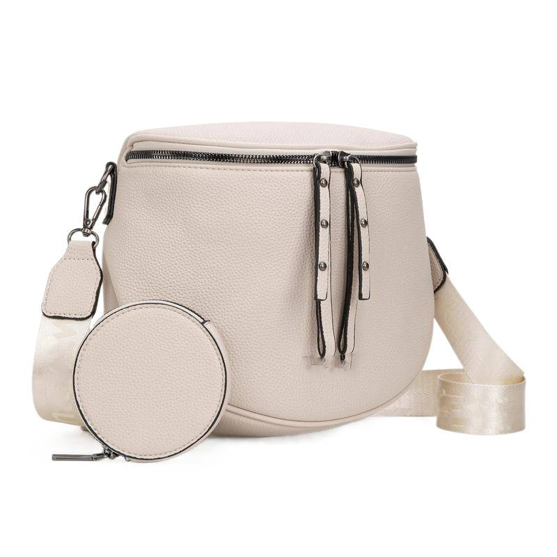 Women's Large Capacity Leather Saddle Bag, Casual Trendy Versatile Cowhide Shoulder Crossbody Bucket Bag, Top Grain Leather - Thumbnail 5