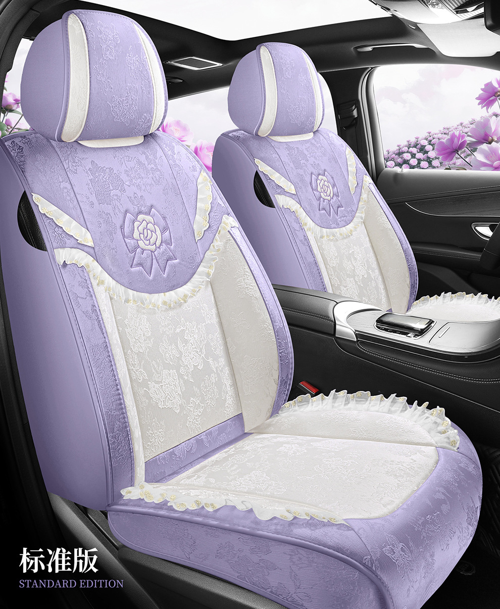2026 New Model Ancient Style Camellia Jacquard Embossed Lace All-Season Car Seat Cushions Wholesale Cross-Border Export