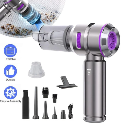 Car-Mounted Dual-Purpose Vacuum Cleaner, Brushless High-Power Dust Removal and Inflating All-In-One Digital Display Led Lighting Dust Blower (Tozsoranlar) - 121-vacuum-cleaner-silver-purple-short-bin-model