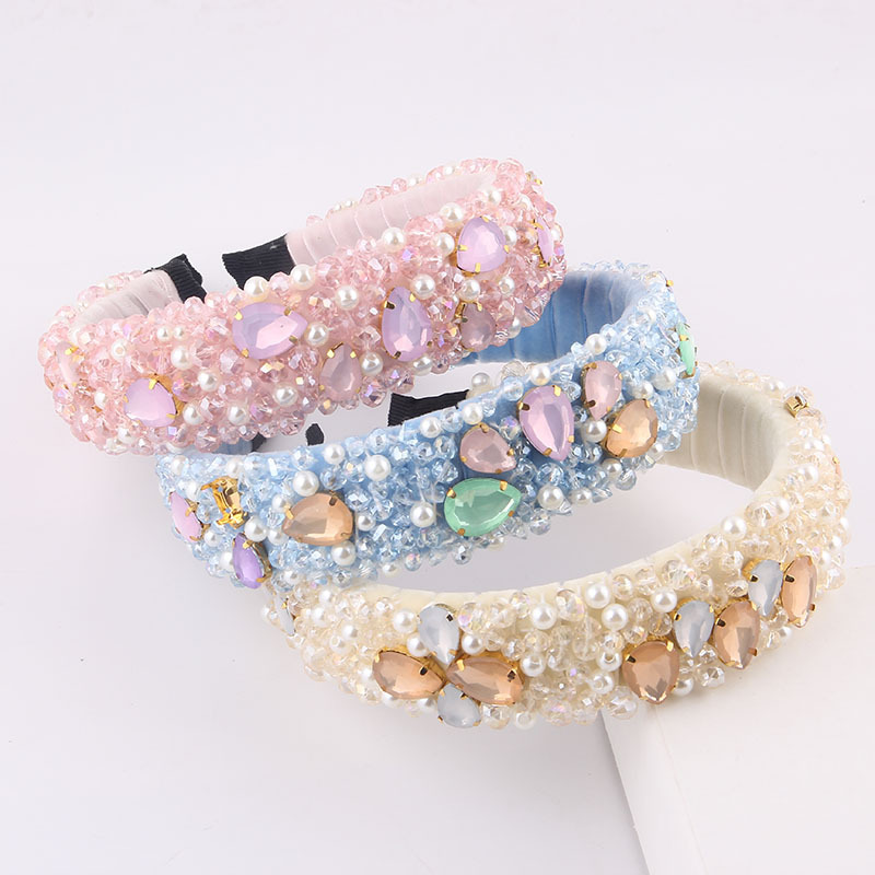 Fashion Flannelette Pearl Crystal Inlaid Rhinestone Headband display picture 1