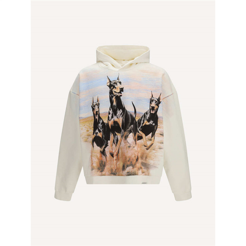 Represent American high street Doberman western landscape washed distressed hooded sweatshirt hoodie trendy Represent American high street Doberman western landscape washed distressed hooded sweatshirt hoodie trendy