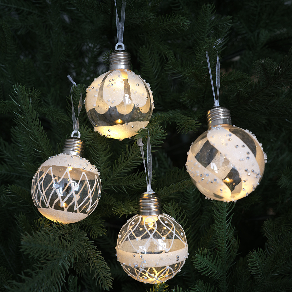 Bolas de Navidad transfronterizas decoración de Navidad colgante de árbol de Navidad lámpara luminosa bola bola de plástico accesorios de decoración de escena