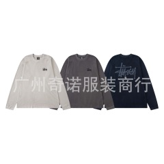 跨境高品 美式2025 秋季系列 logo徽标设计水洗插肩袖360克华夫格