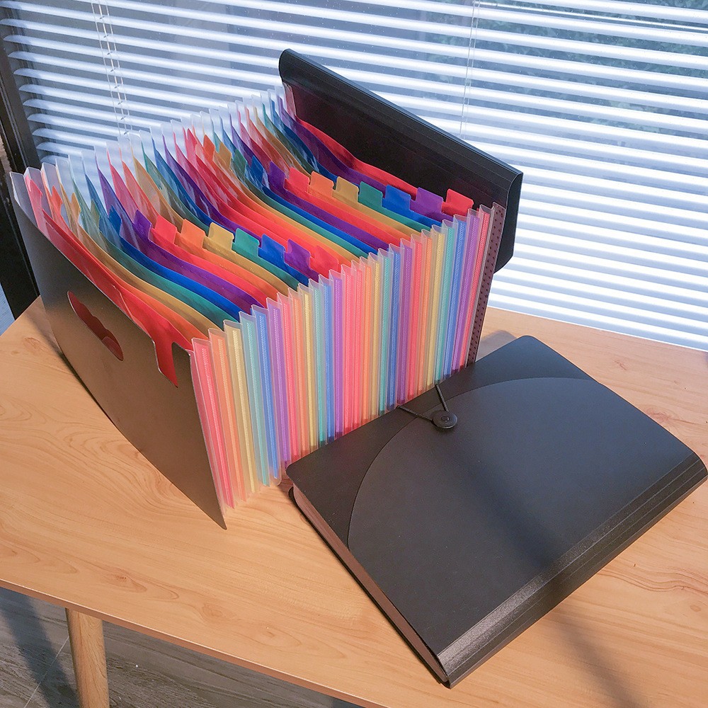 Carpeta de paquete de órgano de arco iris con tapa de una pieza 12 capas 24 capas órgano a4 almacenamiento de carpeta de clasificación multicapa