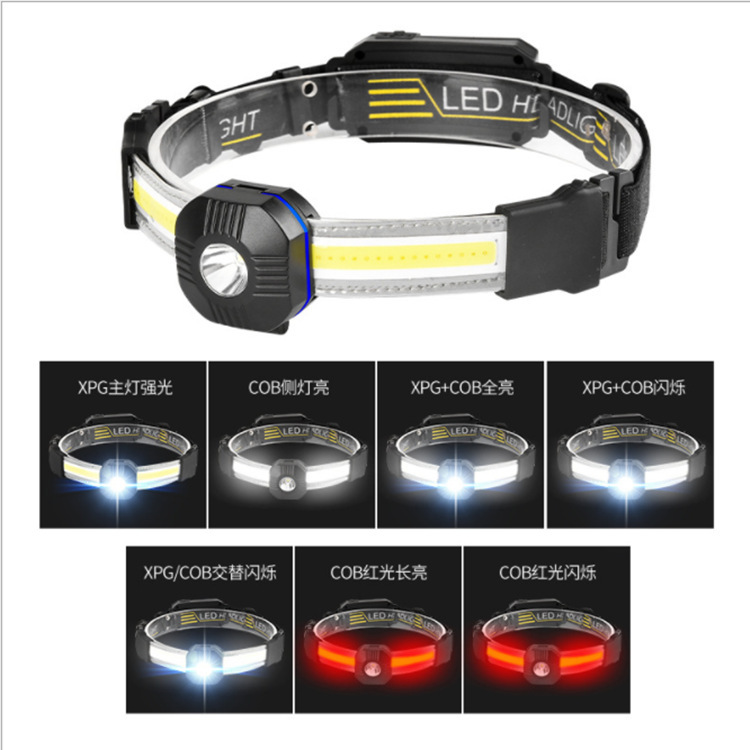 Transfronterizos rojo y blanco camping LED al aire libre prospectores cargables impermeables COB inundación luz intensa luz XPG perlas pescar faro image 3
