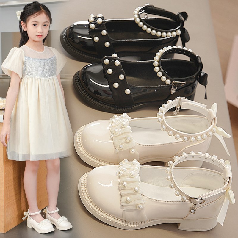 Children's Shoes Girls' Leather Shoes Spring 2024 New Arrival Korean Version Princess Shoes Black Soft Sole Girls' Primary School Performance Shoes
