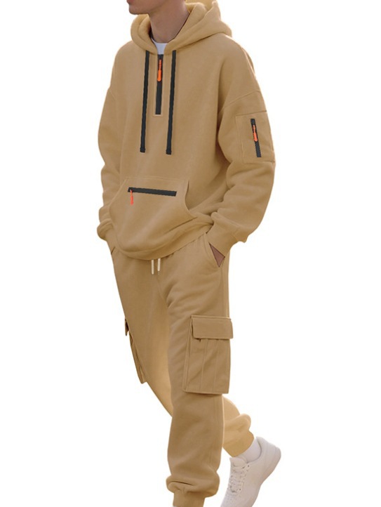 Herren Freizeit Sport Pullover Set Mit Multi-taschen Cardigan_voghion.com